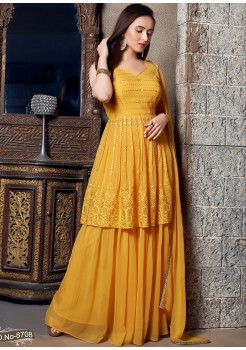 Yellow Georgette  Sharara